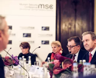 Secretary William Cohen moderates the Transatlantic Security Roundtable at the 2018 Munich Security Conference in Munich, Germany. Credit: MSC / Hildenbrand