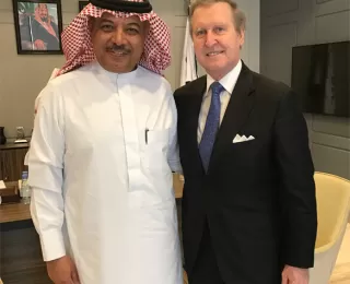 Secretary William Cohen met with Captain Adbulhakim Albadir, Assistant President for Safety, Security & Air Transport at the Saudi Arabian General Authority for Civil Aviation during a recent trip to Saudi Arabia.